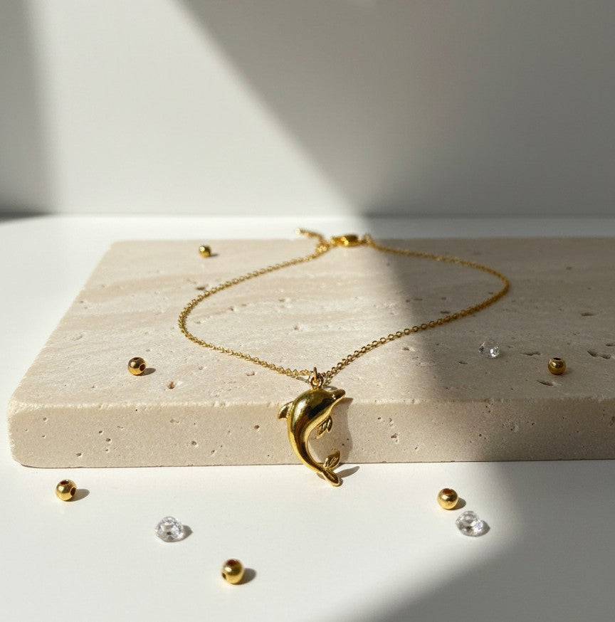 Dolphin Minimal Golden Pendant