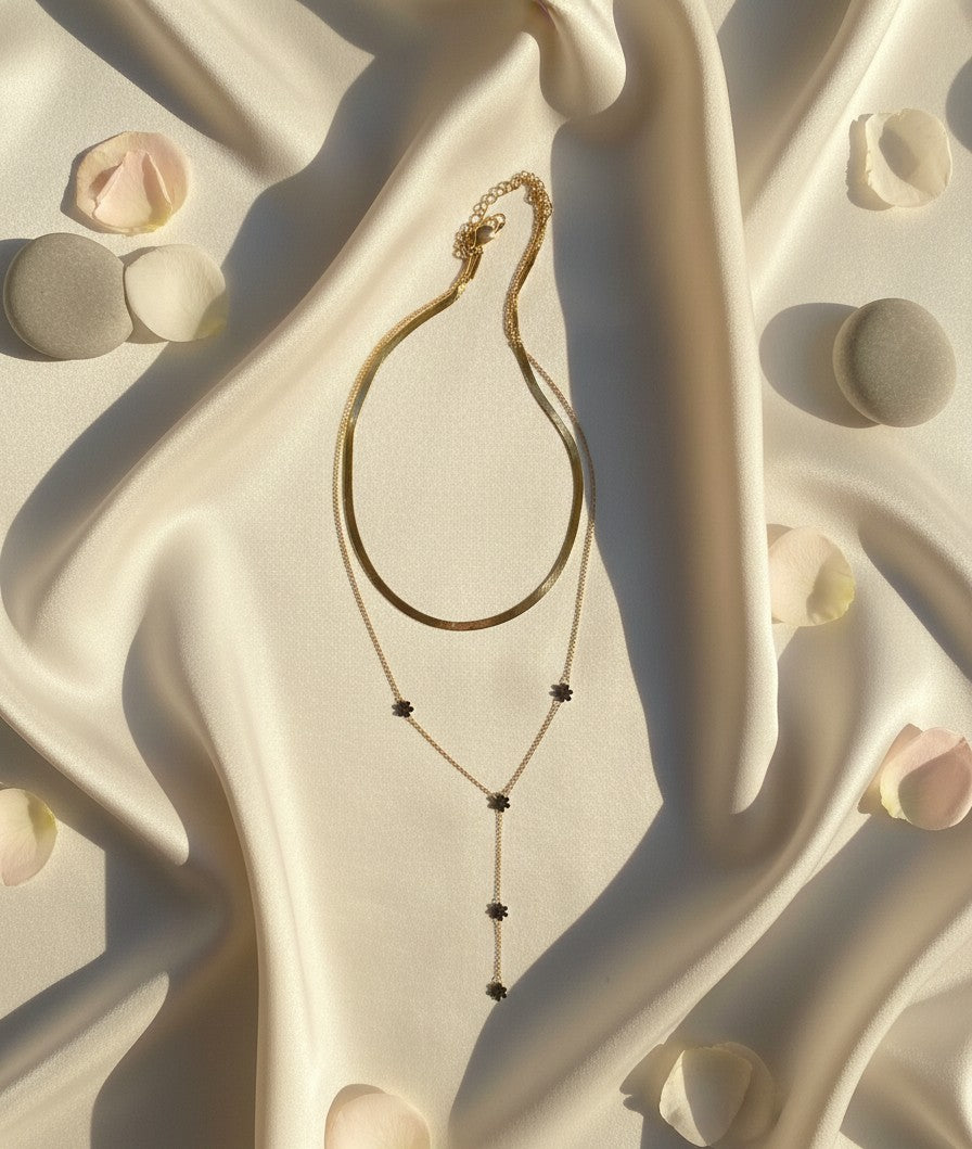 Five Star Hanging Double Chain Necklace