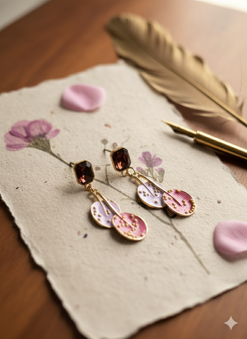 Jenifer Pink Pearl Disc Drop Earrings