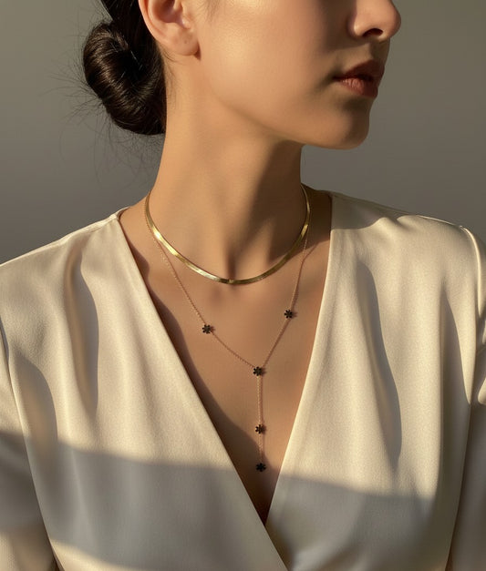 Five Star Hanging Double Chain Necklace