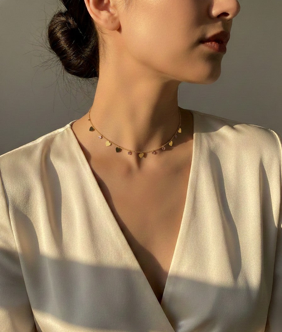 Heart Charm Golden Necklace
