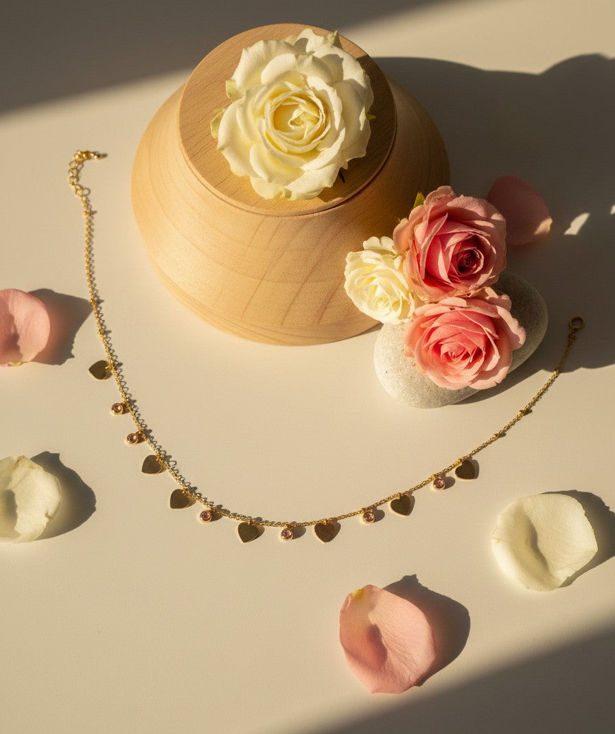 Heart Charm Golden Necklace