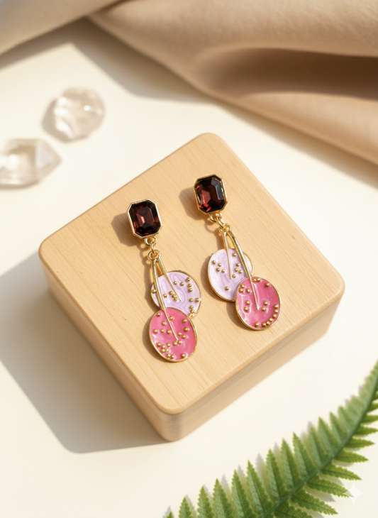 Jenifer Pink Pearl Disc Drop Earrings