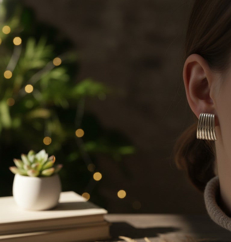 Ribbed Plate Studio Earrings