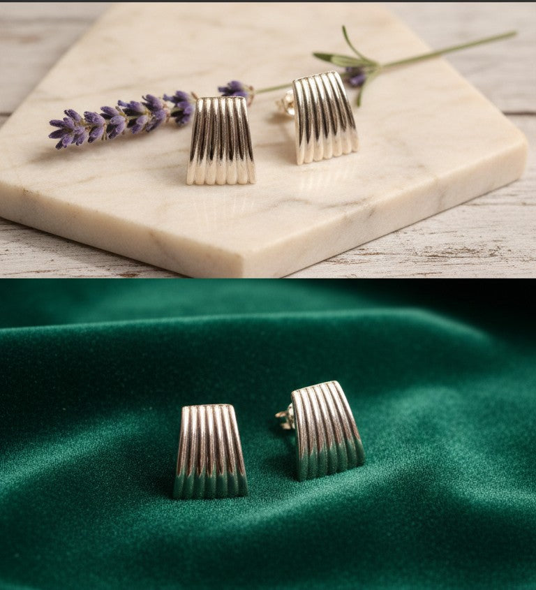 Ribbed Plate Studio Earrings