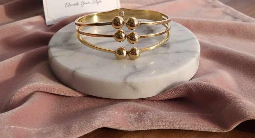 Open Cuff Triple Layer Bangle Bracelet