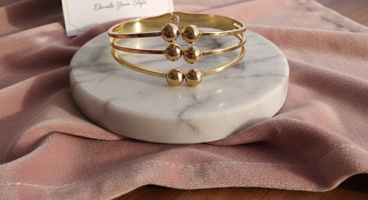 Open Cuff Triple Layer Bangle Bracelet