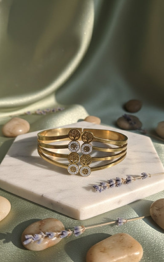 Cuff Bangle Bracelet With Tree Of Life