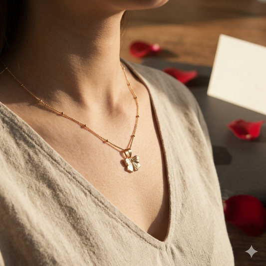Bow Pendant With Beaded Chain
