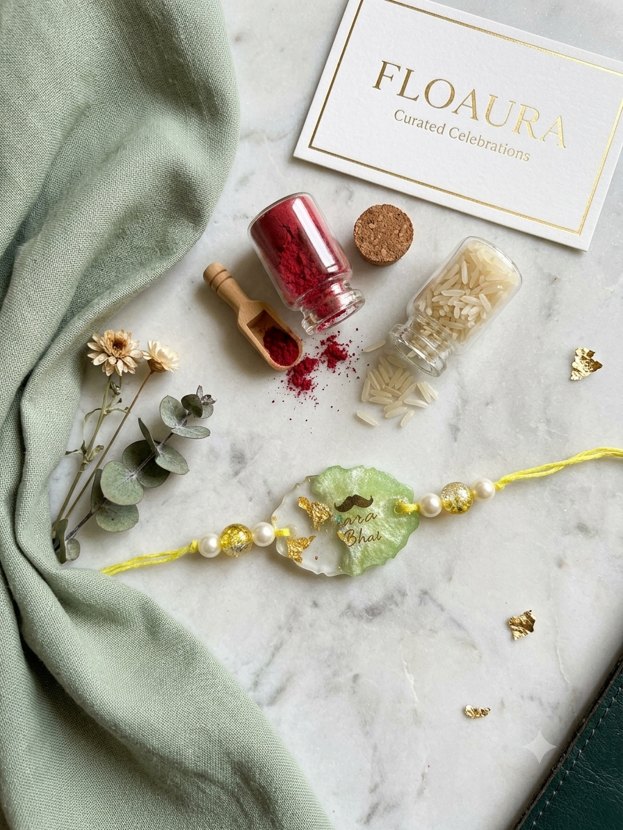 Pyara Bhai- silver & Mint Resin Rakhi