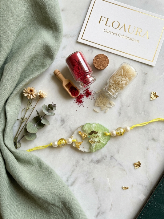 Pyara Bhai- silver & Mint Resin Rakhi