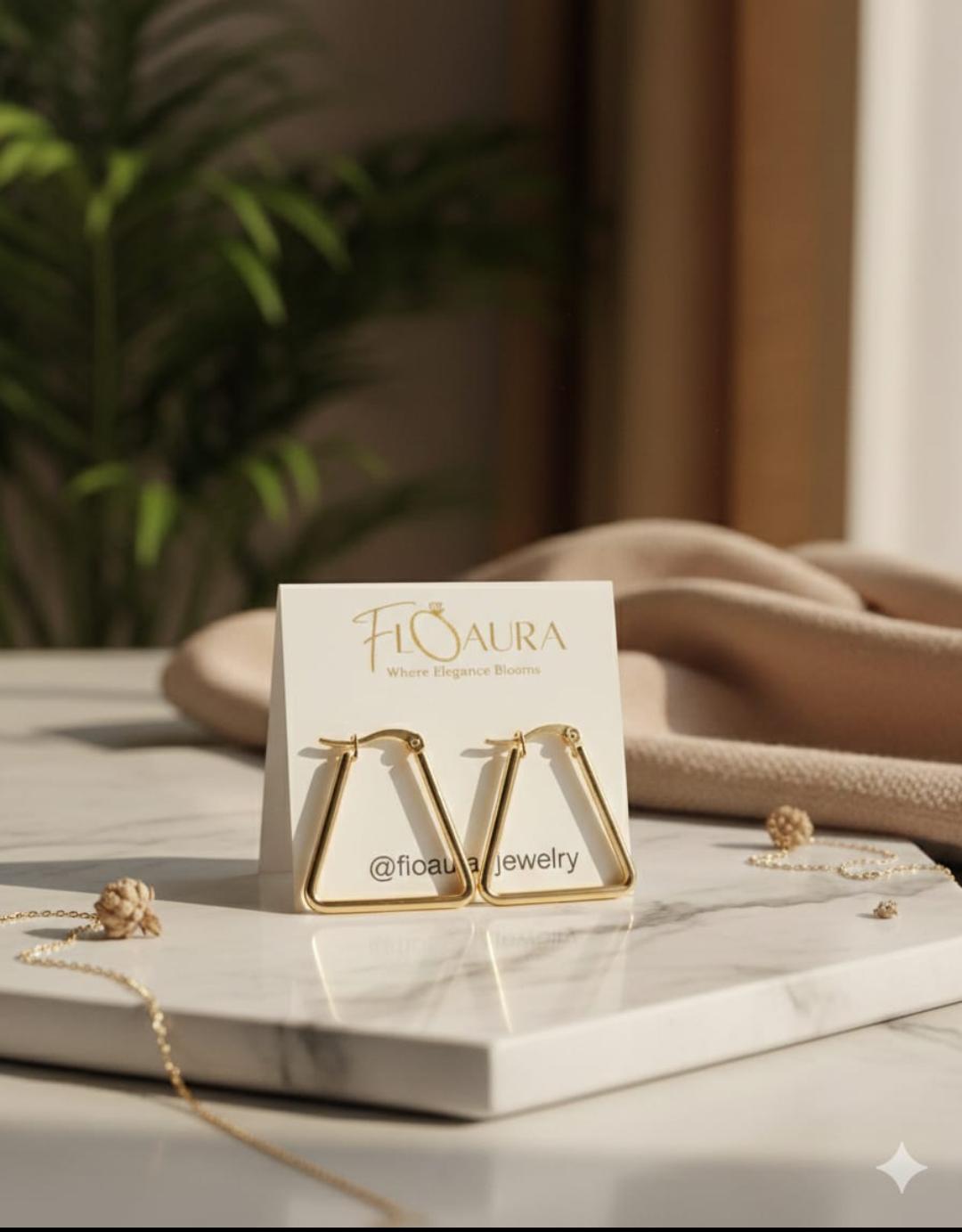 Geometric Triangle Hoop Earrt